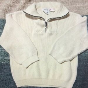 Cream Quarter-Zip Sweater